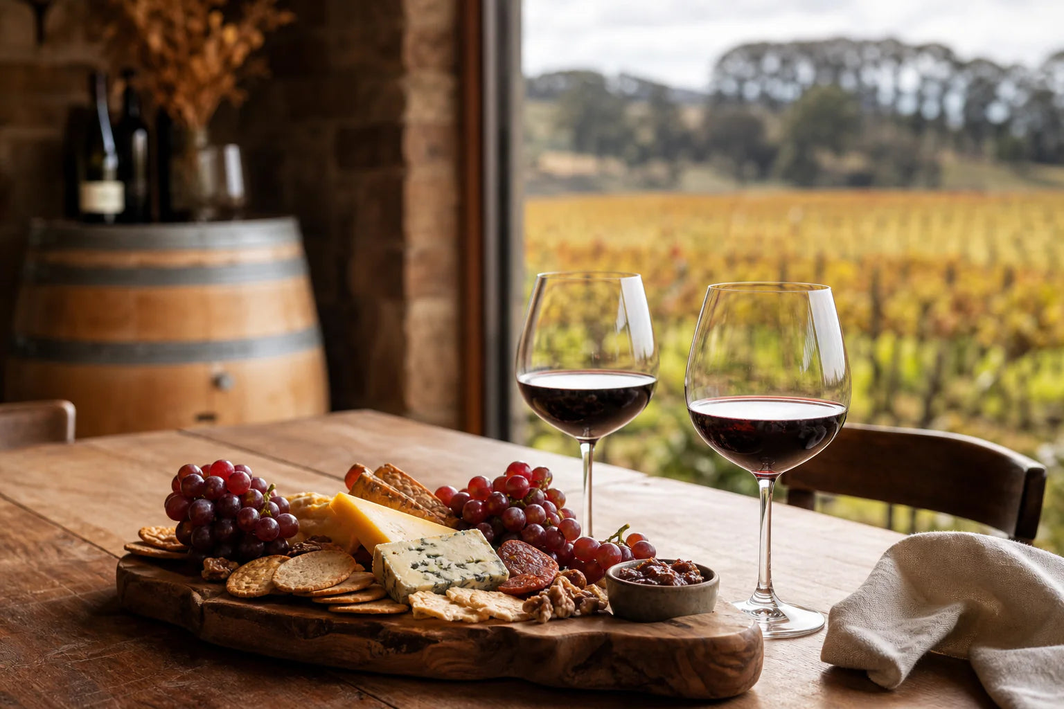Wine and food pairing at the Peter Drayton Wines cellar door in the Hunter Valley